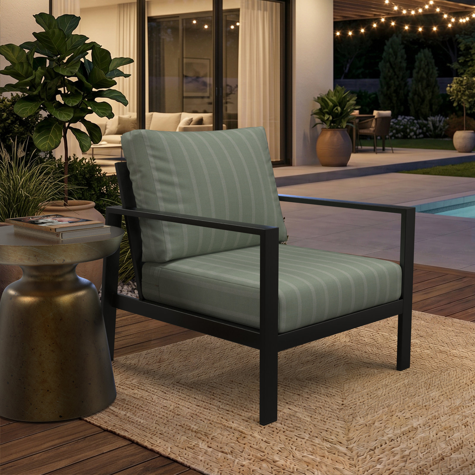 Lani Sunbrella Outdoor Lounge Chair Cushion, Unwind Rainwashed
