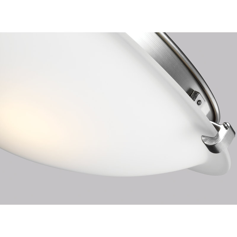 3 - Light Frosted Bowl Ceiling Fan Light Kit, Brushed Steel