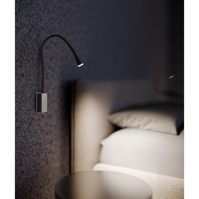 Flexiled Ap Leather 1-Light Spotlight, Black , Satin Nickel, 23.6" H x 4" W x 2" D