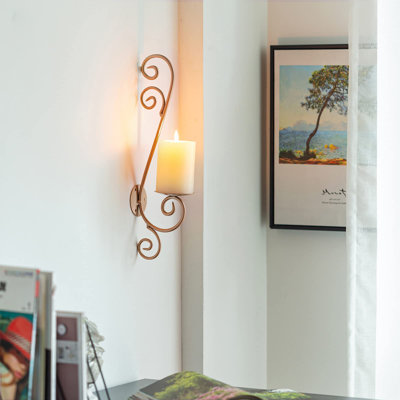 Appliques murales pour bougeoirs - Ensemble de 2 bougies décoratives rustiques en métal