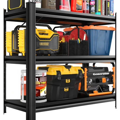 Étagère de rangement métallique à 3 niveaux, hauteur réglable, noire, idéale pour la maison et les espaces commerciaux, fiable, étagères de 80 cm (H) x 103 cm (L) x 34 cm (P), finition noire, rangement adapté, montage rapide.