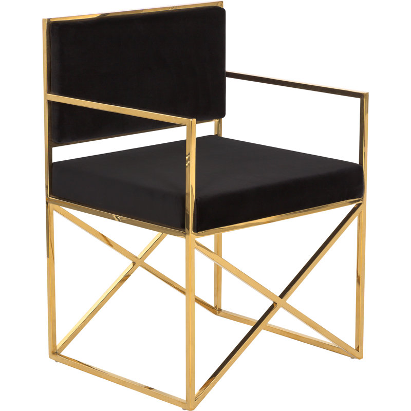Velvet Armchair, Black, Gold