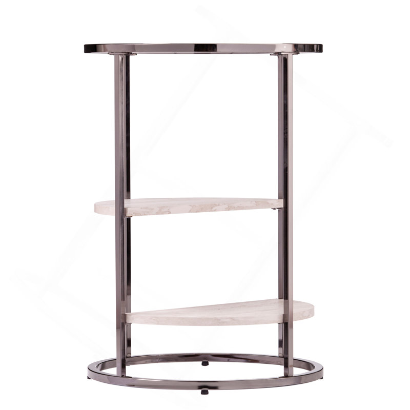 Table d'appoint ronde Ledermore avec pierre artificielle