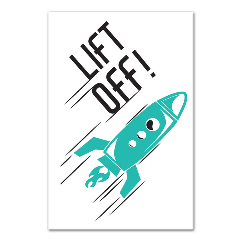 Art sur toile relevable rocket Braswell, H 24 po x l 16 po x P 1,25 po, Bleu sarcelle
