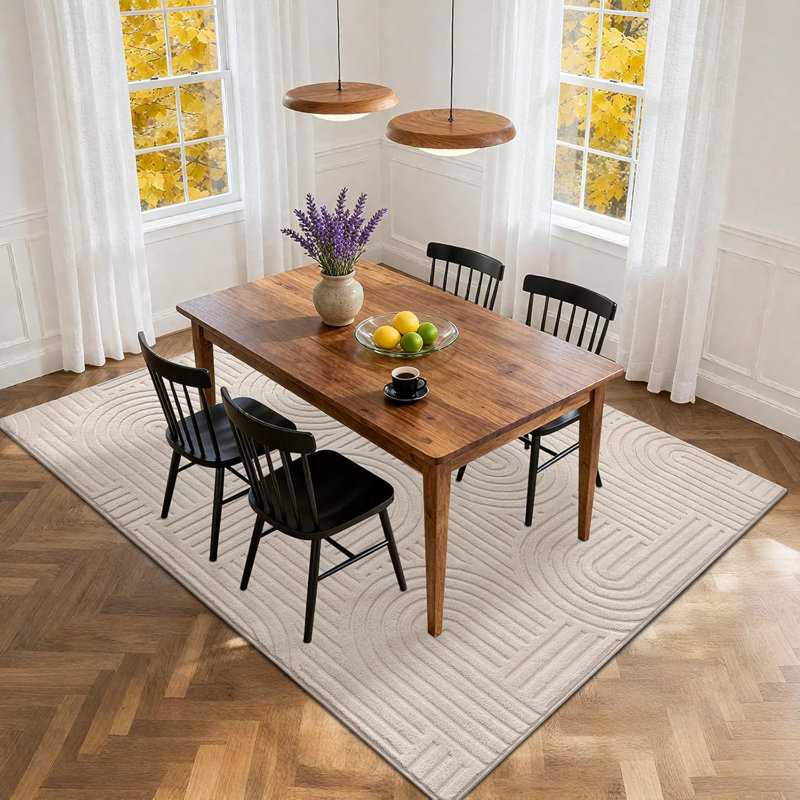 Tapis à poils longs doux et moelleux, Beige, Rectangulaire 4 pi x 6 pi