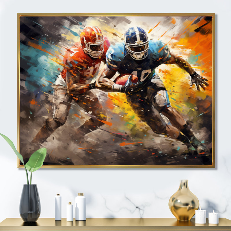 Football The Winning II - Sports Wall Decor, H 30 po x l 40 po x P 1,5 po, Cadre flottant doré