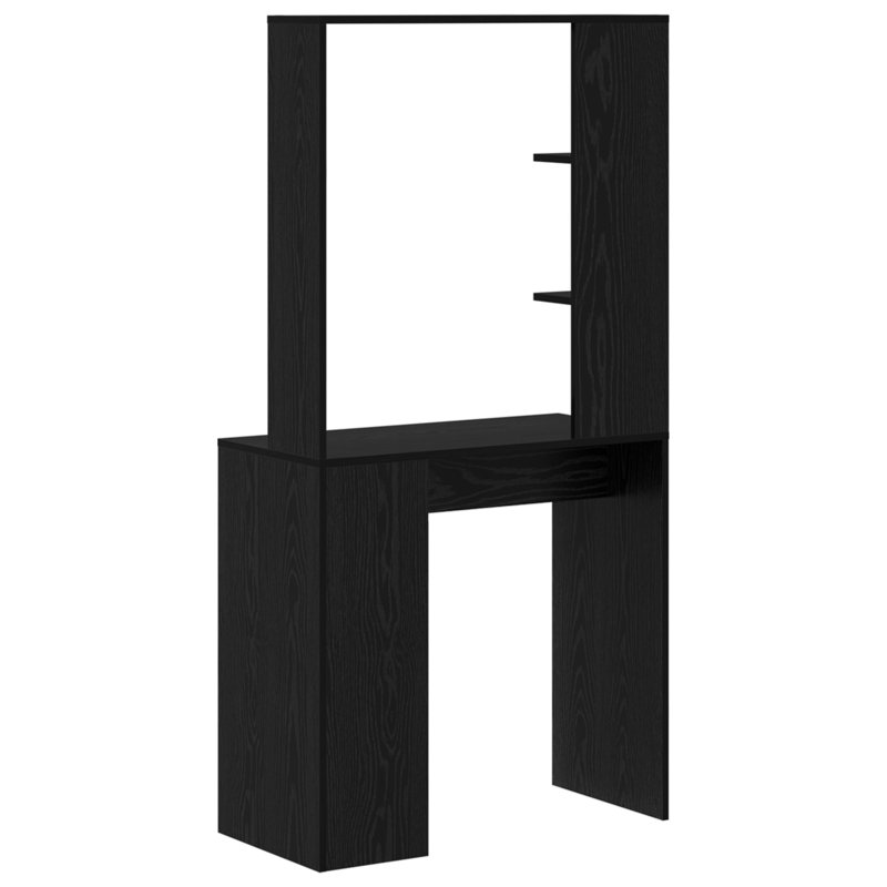 Computer Desk Solid Wood, MDF Compact, Black Oak