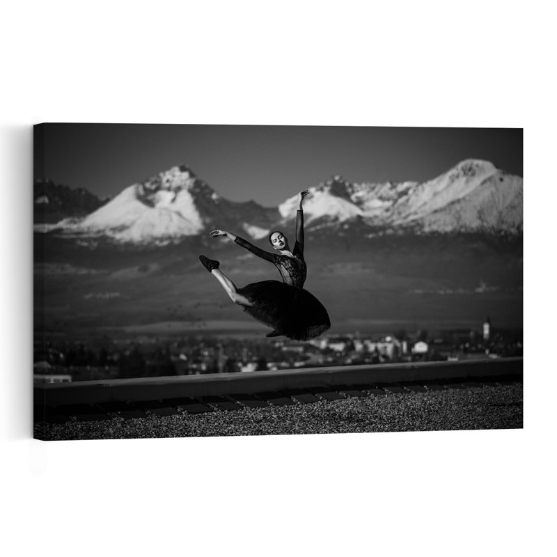 Graceful Ballet Mountain Leap Dramatic Abstract Contemporary City Landscape Wall Art Print 1 Piece Wrapped Canvas Wall Art
