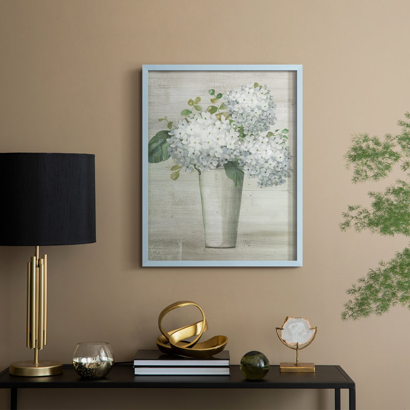 Simply Hydrangeas I Framed Print - Solid Wood, Bleu, H 11 po x l 9 po