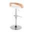 Ensemble de 3 tabourets de bar pivotants à hauteur réglable, de couleur naturelle et blanche, avec base chromée et revêtement en cuir PU.