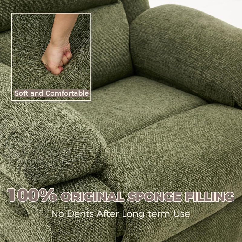 Fauteuil inclinable surdimensionné avec massage, Lin vert