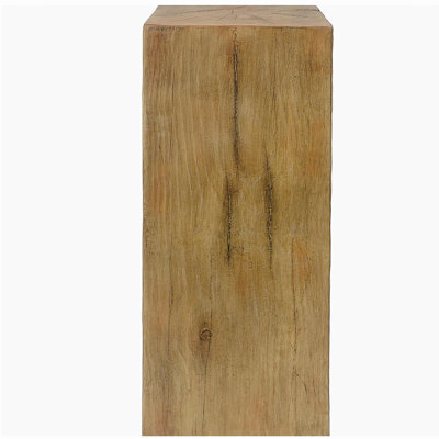 Wood-Look Square-Column MGO End Table,  H33.75",Wood-Like Distressed Finish, Mix with Different Heights, Indoor Outdoor Use,Natural Color