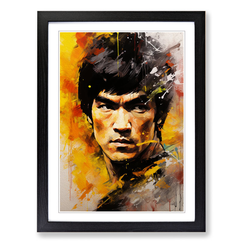 Bruce Lee Expressionism Art - Framed Print, 64cm H x 46cm W x 2cm D, Black