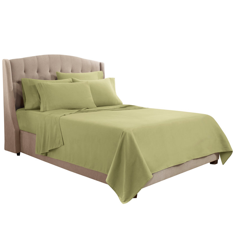 Microfiber Sheet Set, Sage, Queen Sheet Set + 1 Fitted Sheet + 4 Pillowcases