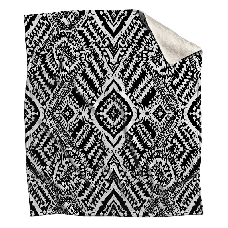 Couvertures à motif géométrique noir et blanc, 60in W x 80in H