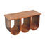 Table basse en bois à triple ouverture, châtaignier, brun foncé