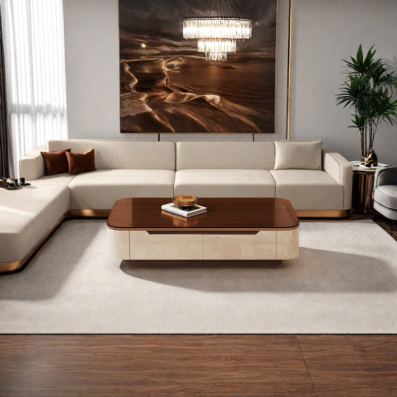 Table basse minimaliste et luxueuse, H 16,5 po x L 59,1 po x l 31,5 po