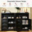 Buffet moderne avec 3 tiroirs et 1 porte, buffet de rangement noir avec tablette réglable - Armoire de plancher pour la cuisine, la salle à manger et le salon