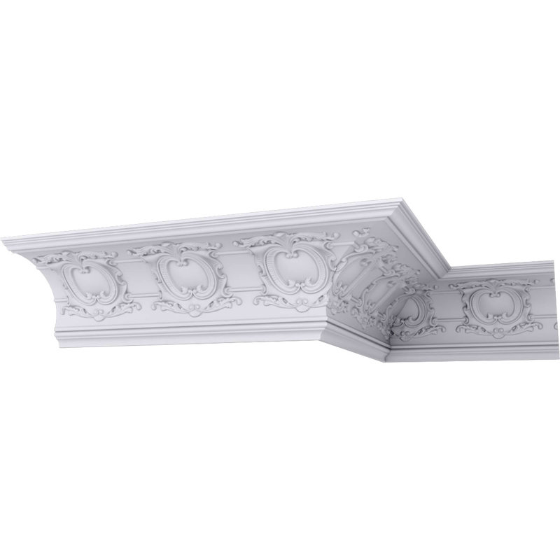 H 12 po x P 12 5/8 po x F 17 1/2 po x L 94 1/2 po, (16 po répété), moulure couronnée Emery Cove