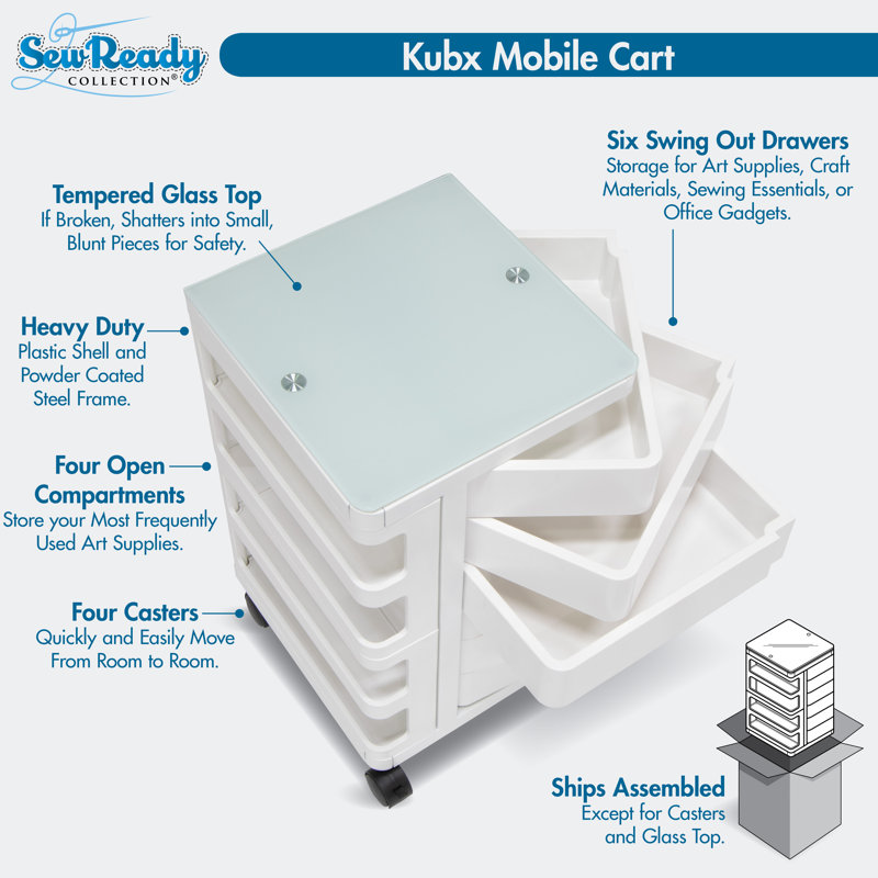 Kubx 25'' H Utility Cart with Wheels, White