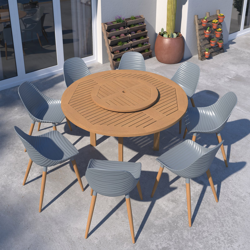 Anautica Outdoor Patio 9pc 100% FSC Certified Wood Dining Set