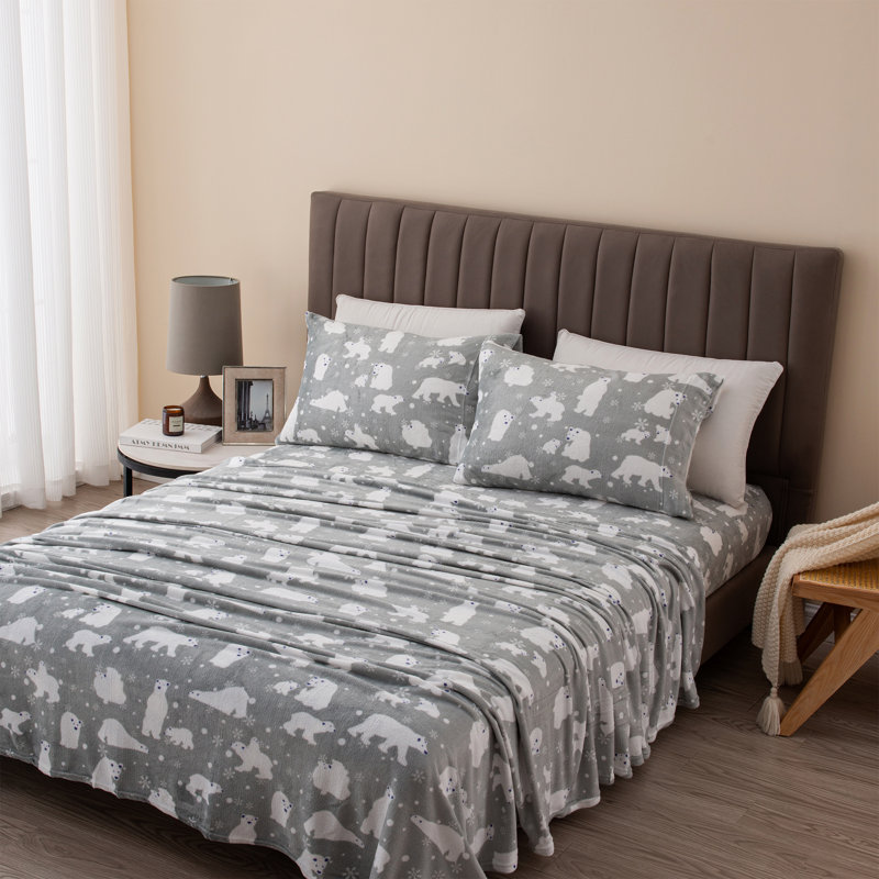 Ensembles de draps en velours ultra doux, Très grand californien, Ours polaires gris