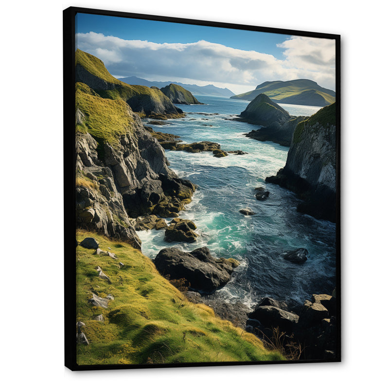 Irlande, péninsule de Dingle Cilf III - impression d'art nautique et plage, H 40 po x l 30 po x P 1,5 po, Cadre flottant noir