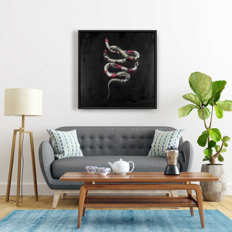 Fleurs de serpent | Art animalier, feuilles, art mural encadré, H 25,25 po x l 25,25 po