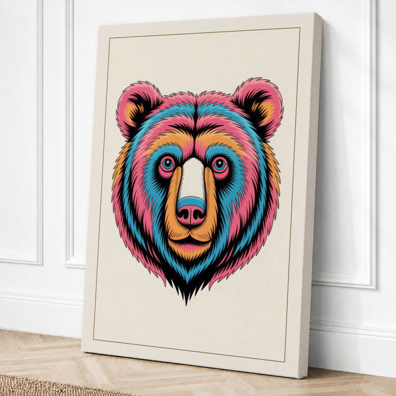 Neon Bear Modern - Print, 24x16 - 61.0 x 40.6 cm, Cream Border