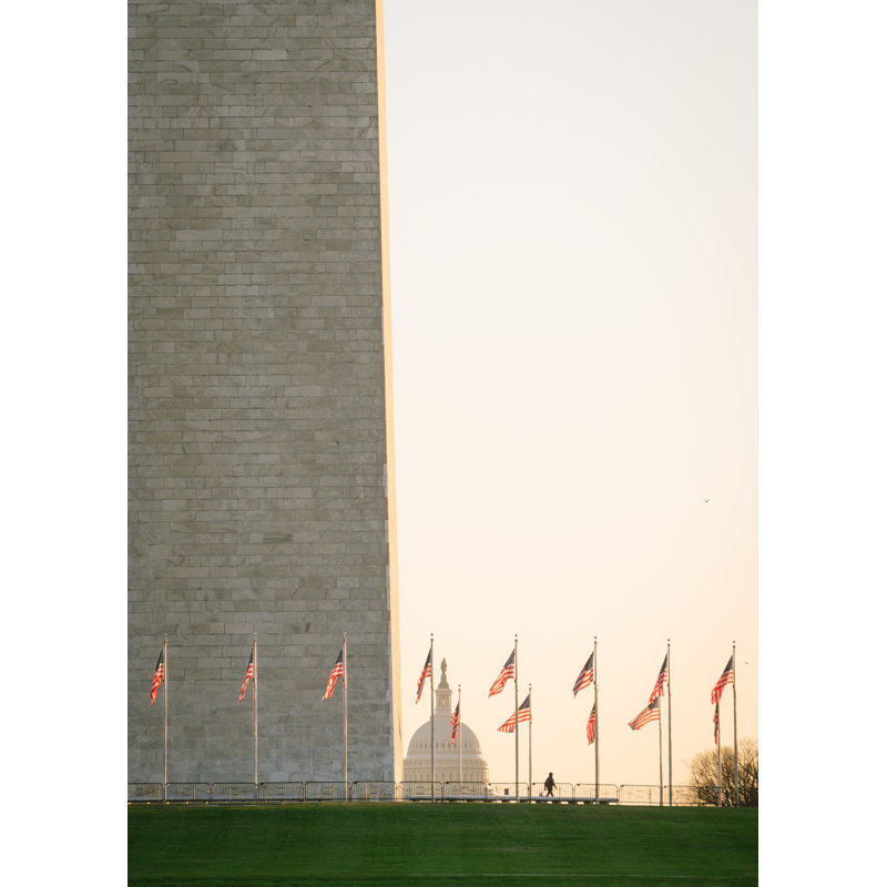 Washington Monument Flags Print by Angela Pan, Black Framed Paper, 21.25" H x 17.25" W