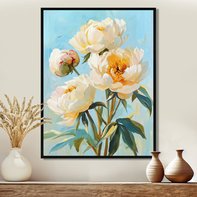 Vintage Cream Sunlit Peonies II - Peonies Wall Art for Living Room