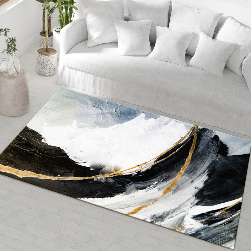 Modern Non Woven Printed Rug Featuring Geometric Abstract Design Perfect for Enhancing Your Living Room Bedroom or Office Decor