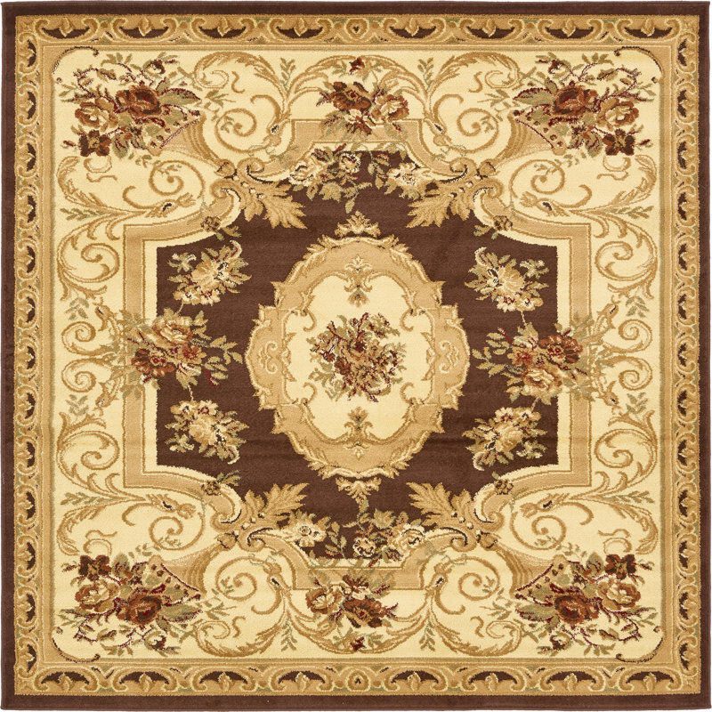Debora Oriental Area Rug, Square 4'1", Brown