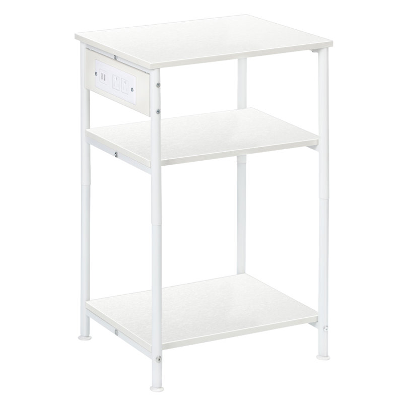 Table d'appoint à 3 niveaux avec station de charge (blanc)