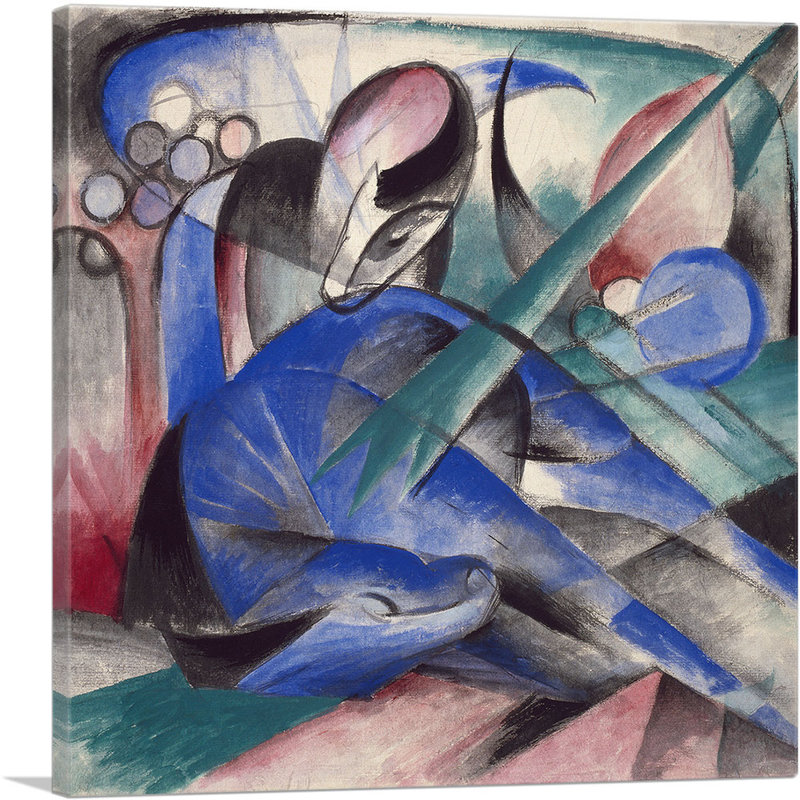«Dreaming Horse 1913» par Franz Marc, reproduction d'art sur toile tendue, H 12 po x l 12 po x P 0,75 po