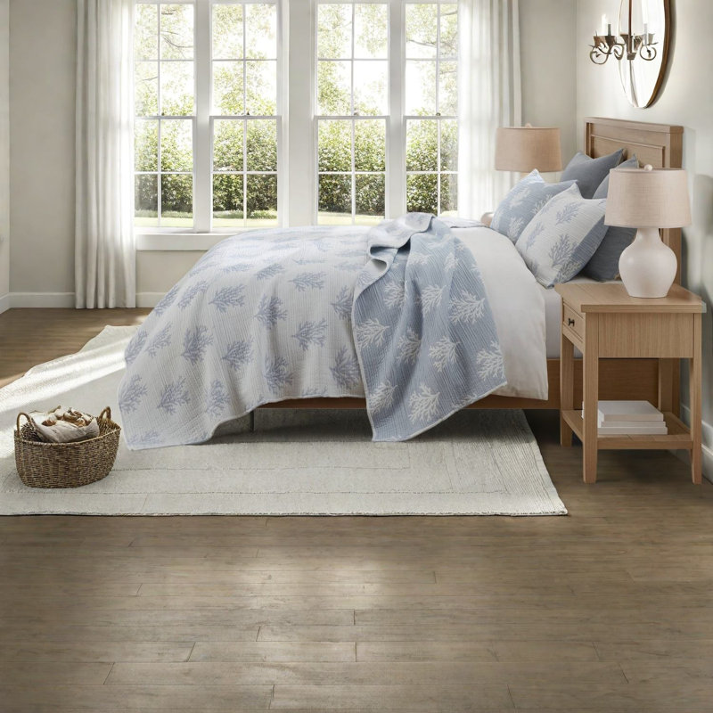 Cotton Blend Floral Quilt Set