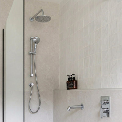 Ensemble de douche chromé rond