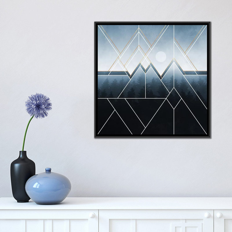 « sapins north », impression sur toile, H 18 po x l 18 po x P 1,5 po, Toile avec cadre noir, Pas de tapis