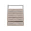 Four Drawer Dresser, Superior Top, One Open Shelf, Light Gray / White