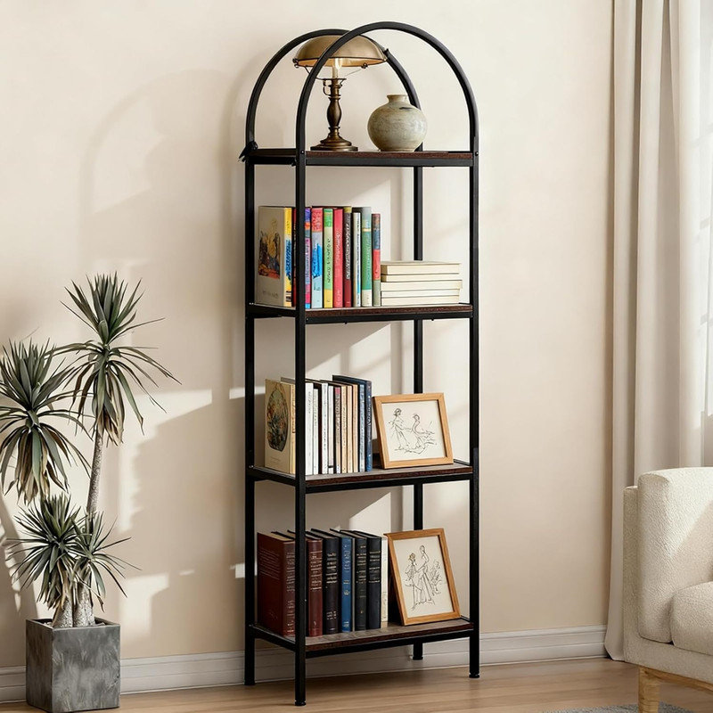 60cm W Metal Standard Bookcase, Brown, (4 Shelves) 182.9cm H x 60cm W x 30cm D