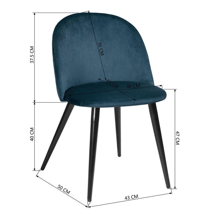 Dungorbery Upholstered Dining Chair, Navy Blue