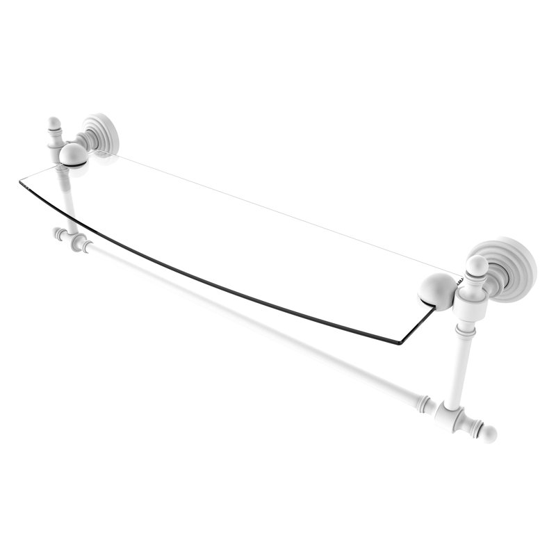 Retro Wave Bracket Shelf with Towel Bar, Matte White, 18"