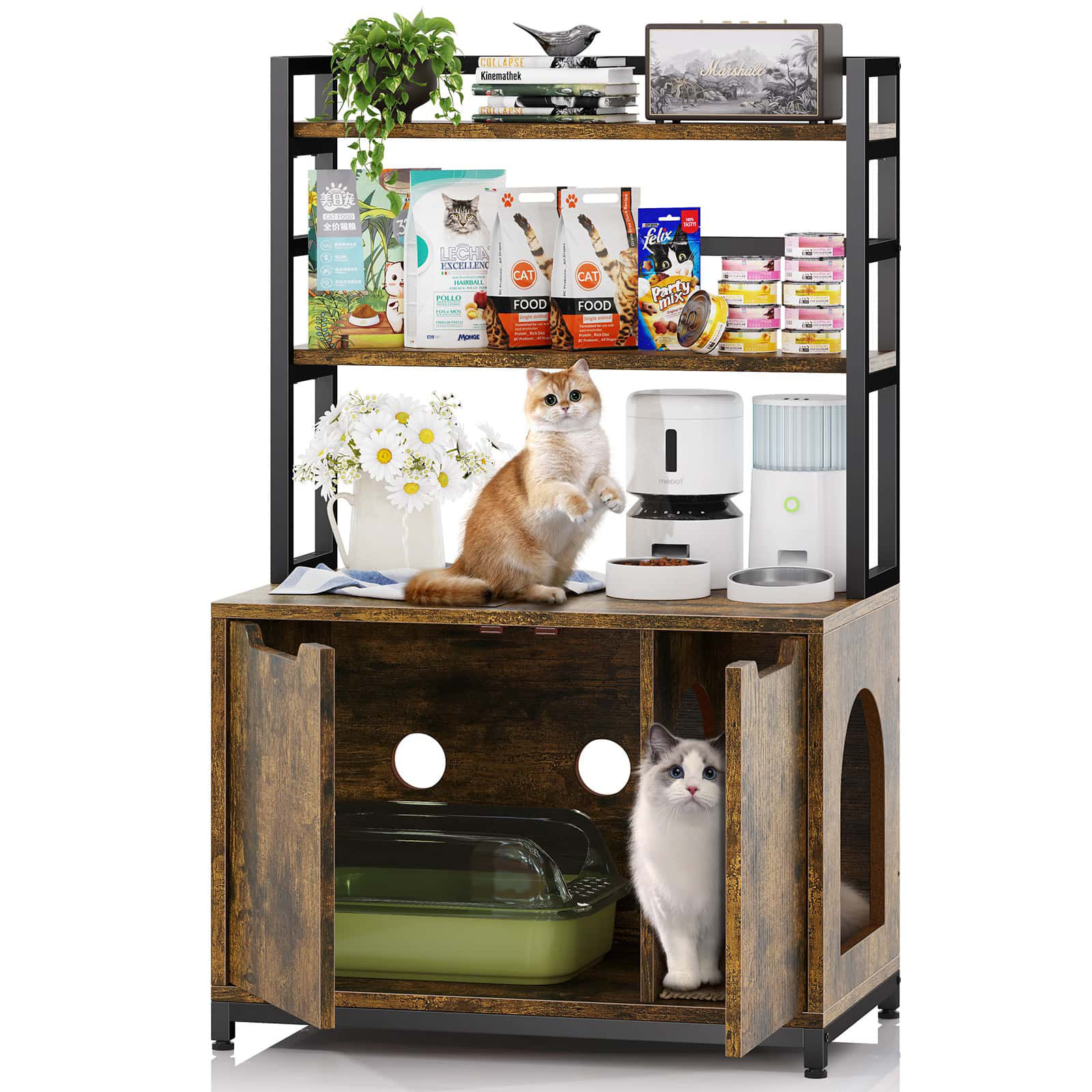 Tucker Murphy Pet™ Litter Box Furniture With Shelves And Doors, Wood