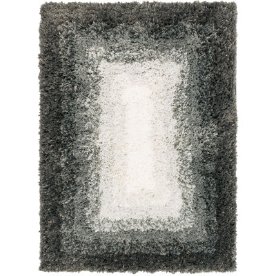 Sparkman Ombre Border Polyester Machine Washable Bath Rug