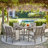 Amario Patio Round Aluminum Dining Set With Umbrella Hole And Sunbrella® Cushions For 6 Person