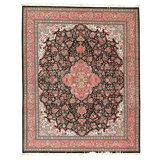 High-Quality Hand-Knotted Black And Rose Area Rug