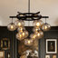 Lustre Adelene 35,4 po à 11 lumières ajustables Sputnik en verre bullé cognac-258068792-258068791