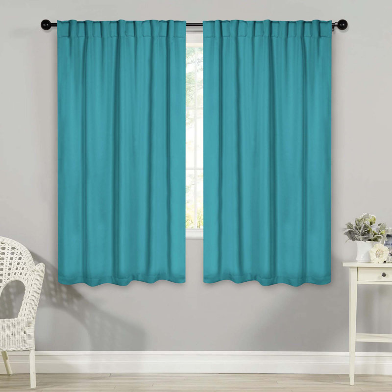 Rideaux obscurcissant et passe-tringle Levatt Classic, Turquoise, 42" W x 63" L