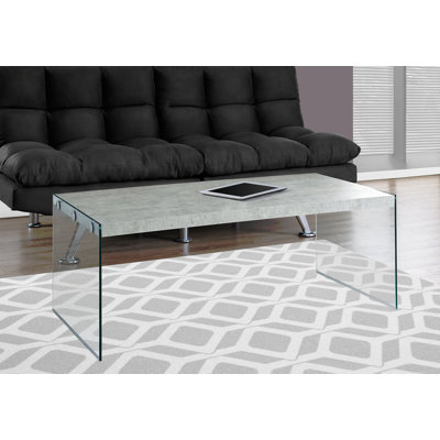 Coffee Table, Accent, Cocktail, Rectangular, Living Room, 44"L,  Laminate, Clear Tempe Glass, Contemporary, Modern