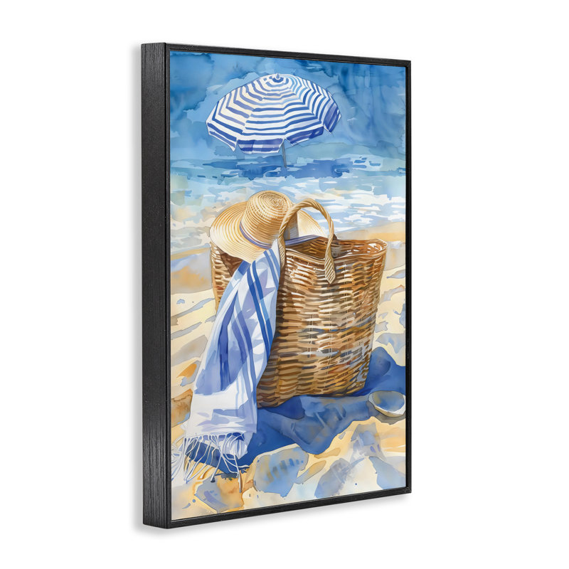 Giclée encadrée par Beach Basket Essentials, design par LSR Design Studio, H 18 po x l 12 po, Giclée encadrée noir minuit